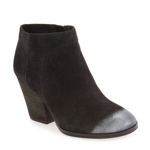 ISOLA Leandra Black Suede Ankle Boot Burnished Toe women's size 8 New‎ $149